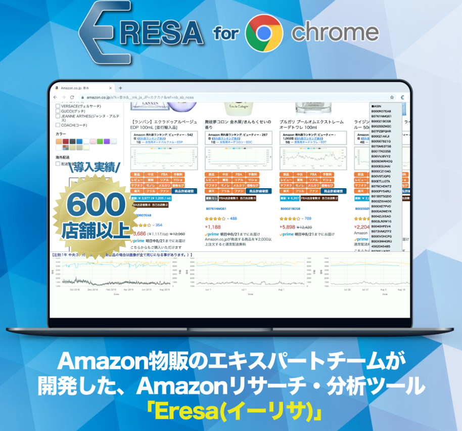 Eresa(イーリサ)PRO for Chrome/Amazonリサーチ・分析の決定版